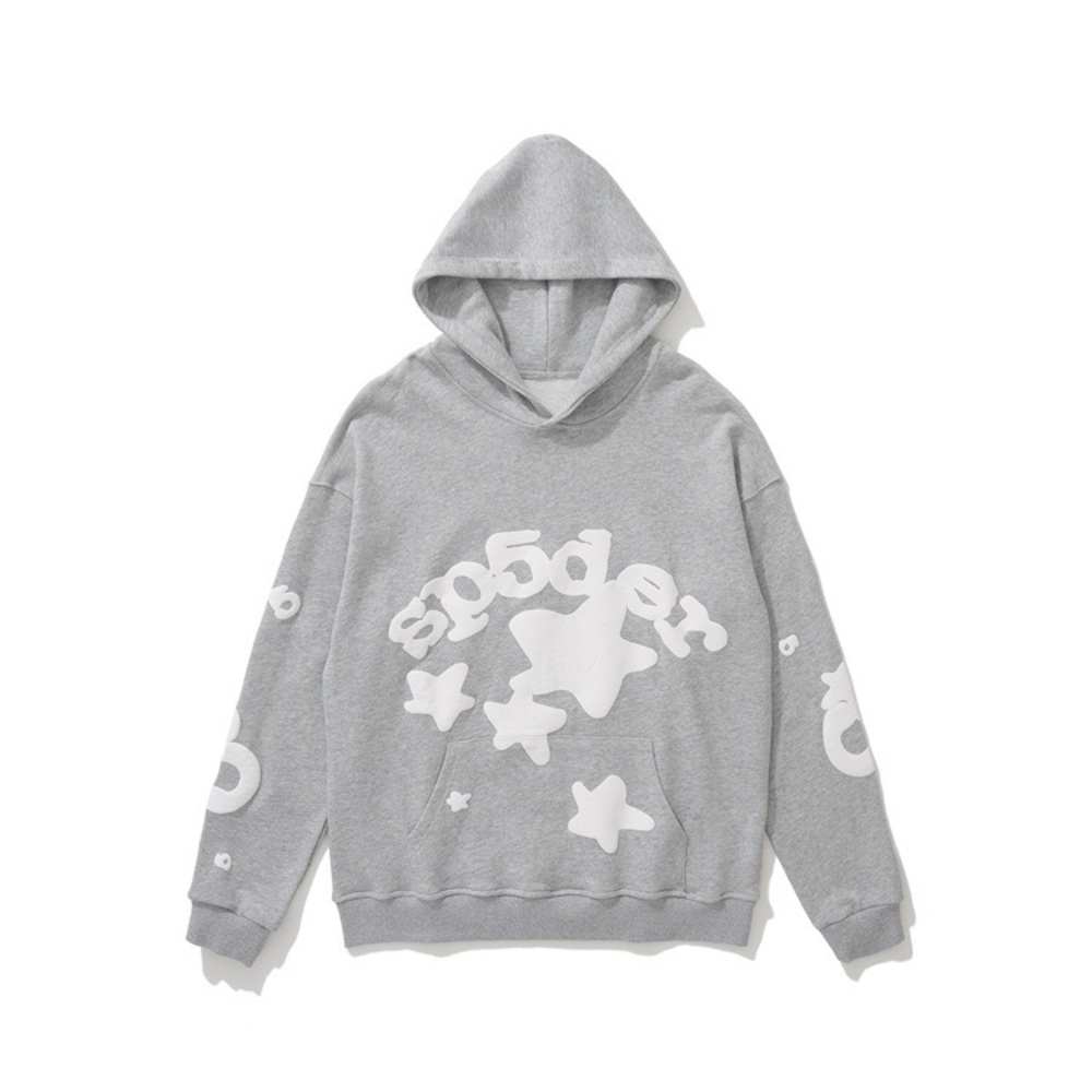 Gray Hoodie with White Star Design